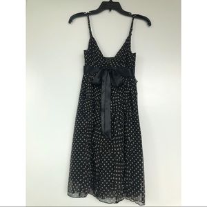 BCBGMaxAzria Silk Polka Dot Ruffle Dress Black/Tan